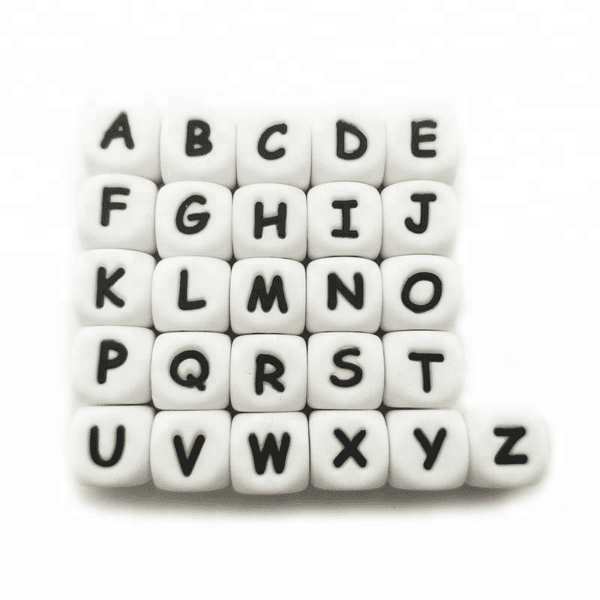 lot de 10 perles lettres silicones