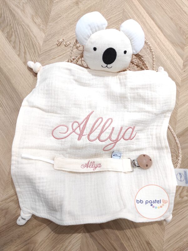 coffret duo doudou attache tétine koala crème