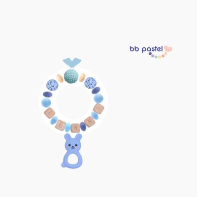 anneau de dentition -ta création - bleu- bbpastel