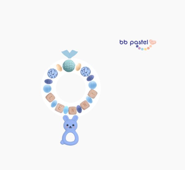 anneau de dentition -ta création - bleu- bbpastel