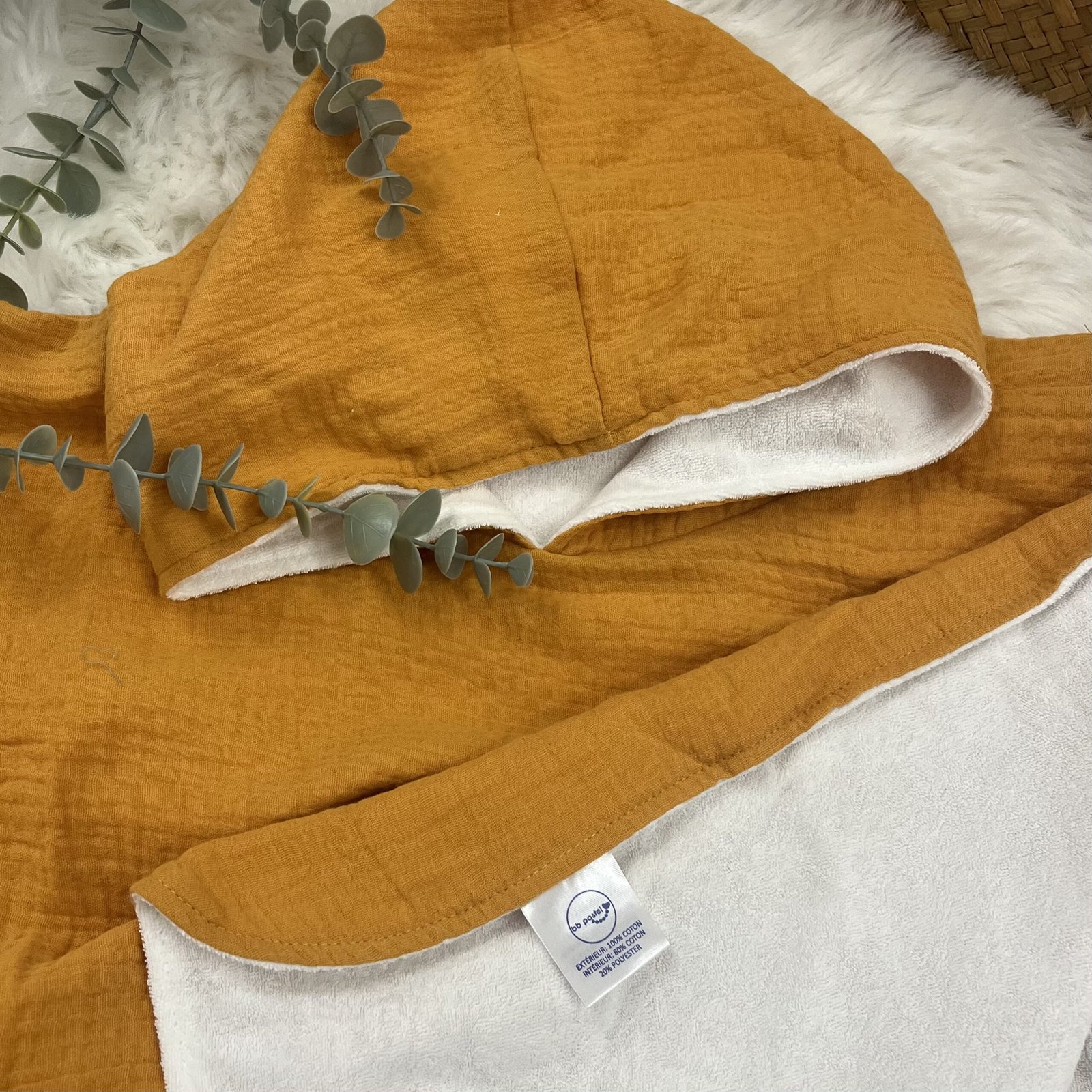 Cape de bain bébé en coton biologique ultra douce – Naturelle et écologique – Image 6