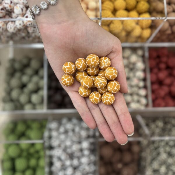 Perles à motif girafe, jaune/orange – BB Pastel