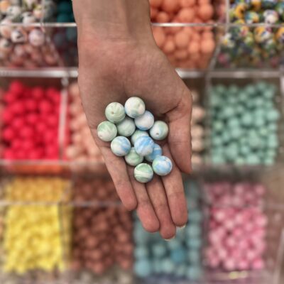Perles à motif poudré turquoise – BB Pastel