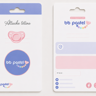 Packaging attache tétine bb pastel
