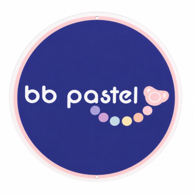 Logo rond plexiglas – signalétique bar à perles bb pastel